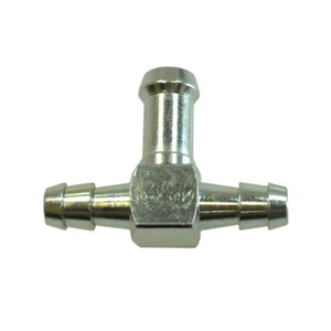SPI Metal T-Fitting - Fits 1/4" & 5/16" Line -Air Water Fuel Gas- 2 Barbed Ends - Picture 1 of 1