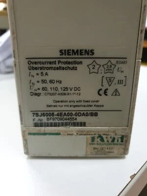 68030 Feeder Management Relay 4EA00-0DA0/BB SIEMENS 7SJ6005 - Image 1 of 4