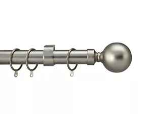 28mm Extendable Complete Rings Metal Curtain Pole Ball Finials Satin Chrome - Picture 1 of 4