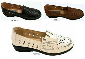 Womens Soft Loafer Comfort Non Slip Resistant Walking Work Shoes Faux Leather - Picture 1 of 20