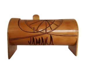 Unique vintage hand carved bamboo trinket box Jamaica souvenir - Imagen 1 de 10