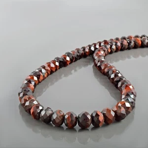 Natural Rojo Tigre 7mm Rondana Cuentas Cadena 925 Plata Mano Mujer Collar - Imagen 1 de 5
