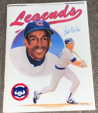 Sandberg/Banks Cubs Legend Memorabilia Winter 1990 W/ Bob Feller Autograph