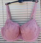 BNWT Beautiful M&S Autograph pink colour swis embroidered padded balcony bra 40D