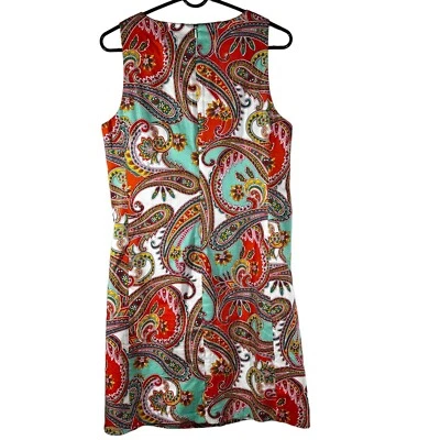 Vestido Nine West Paisley estampado floral elástico sin mangas para mujer talla 10 Foto 1 de 4