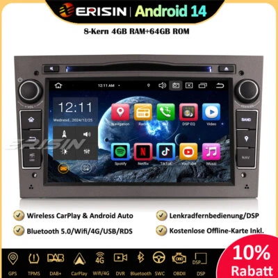 64GB DAB+Android 14 Autoradio GPS SWC Opel Astra Zafira Signum Corsa C/D Meriva - Bild 1 von 4