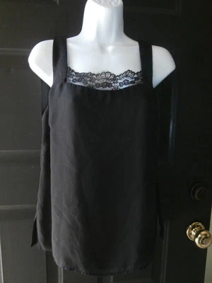 全新 全新带标签 DONNA RICCO TOP 尺码 10 中号黑色蕾丝 — 第 1/2 张图片