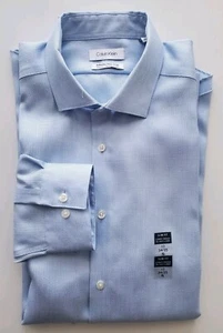 NEW $125 Calvin Klein Infinite SLIM FIT Blue STRETCH Dress Shirt Sz 17 34/35 - Picture 1 of 5