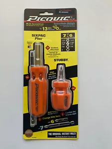 PICQUIC COMBO Screwdriver Set - SixPac Plus & Stubby - Multi Bits Orange - Picture 1 of 3