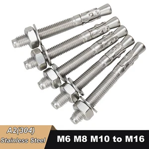 Throughbolt Fixings Through Anchor Wedge Bolts Brick Wall Masonry Concrete Stone - Picture 1 of 54