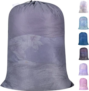 Heavy Duty Large Mesh Laundry Bag with ID Tag and Locking Drawstring Closure - 2 - Picture 1 of 7