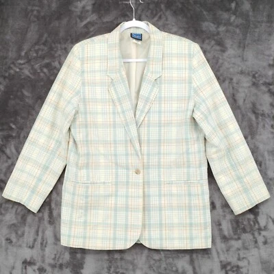 Jantzen Coat Jacket Linen Blend Womens Size 8 Light Multicolor Plaid - Image 1 of 4