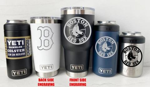 BOSTON RED SOX YETI Laser Engraved Tumblers and Can Colsters, 2-Side Engraving Cover