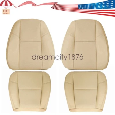 For 2009-2014 Cadillac Escalade Driver & Passenger Bottom & Top Seat Cover Tan - Image 1 of 4