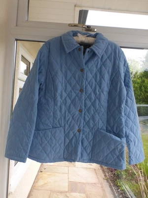 Barbour Blue Quilted Hunting Field Country Coat Jacket Size 14 - Image 1 of 4