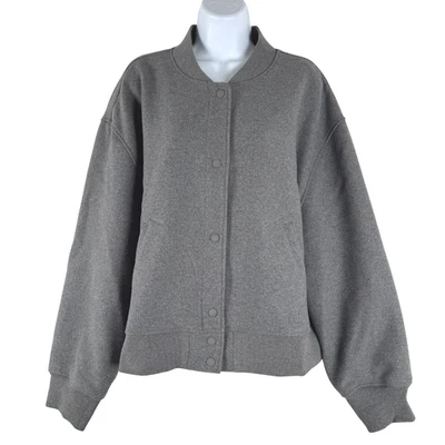 Gap Wool Blend Bomber Varsity Jacket Womens 2XL Gray Preppy NWT CJ-2137 - Image 1 of 4