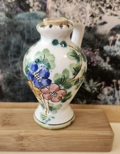 Deruta Italian Pottery. Hand painted floral floral vase with cork. 3 1/2" H - Picture 1 of 5