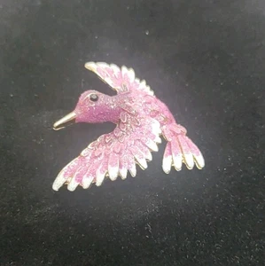 Spilla colibrì spilla colorata rosa elegante glitter - Foto 1 di 4