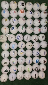 60 ea. (5 Dozen) Logo Golf Balls Assorted Corporate & Product Logos Mostly 5A - Picture 1 of 3