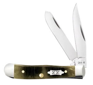 Case xx Knives Tiny Trapper Sawcut Olive Green Bone 39231 Stainless Pocket Knife - Picture 1 of 4