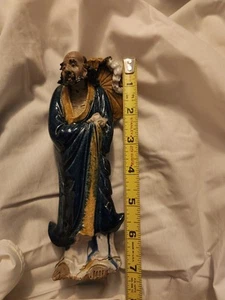 Antike Figur Shiwan Mudman chinesisch bemalt glasiert blau 7 Zoll Vintage Export - Bild 1 von 13