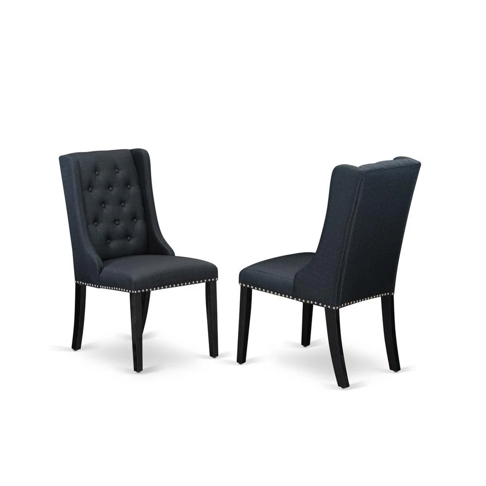 East West Furniture Forney Wood Set of 2 Dining Room Chairs in Black FOP6T24