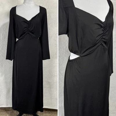 Vestido maxi de malha Torrid Studio 1 tamanho 1X Bodycon ajustado preto recortado festa sexy - Imagem 1 de 4