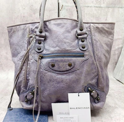 Bolso de Mano Balenciaga The Sunday Cuero Púrpura Usado Raro Foto 1 de 4