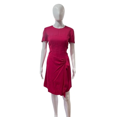 Vestido drapeado rojo Valentino para mujer manga corta talla IT 44 US 8 Italia tranquilo lujo Foto 1 de 4