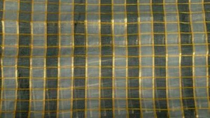  Gray Sheer Indian Woven Brocade Silk - Sale by fabric Size - Gold weave checks - Picture 1 of 5