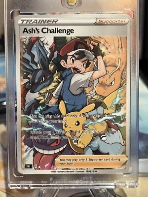 Custom Pokemon Ash Kechum Anima Waifu Doujin  ACG DIY Trainer Full Art Card Holo - Image 1 of 4