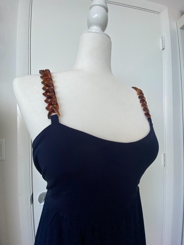 TORY BURCH Couture Navy Blue Long Beach Evening Dress S M