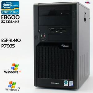 PC Computer Fujitsu Esprimo P7935 D2812 C2D E8600 Dual Core 2GB RS232 Windows XP