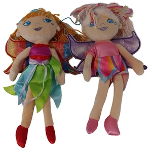 Set of 2 Plush Fairy Dolls with Colorful Dresses and Wings - Picture 1 of 10