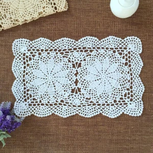 Weiß Handarbeit Häkelspitze Baumwolle Tischdecke Mitteldecke Deckchen Tischsets - Bild 1 von 4