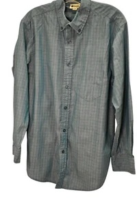 Men's Haggar Light Teal Check Button Down Shirt Size M - Picture 1 of 9