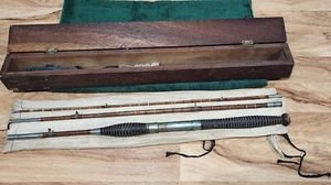 Vintage Split Cane Three Piece Fishing Rod with Case - Picture 1 of 7