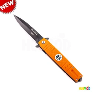 8.5" TAC-FORCE EMT Rescue Orange Spring Assist Folding Pocket Knife Stiletto - Picture 1 of 4