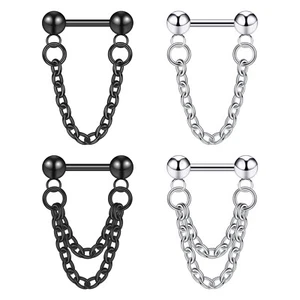 1x 16G Chain Nose Ring Surgical Steel Threadless Push in Septum Piercing Earring - Picture 1 of 11