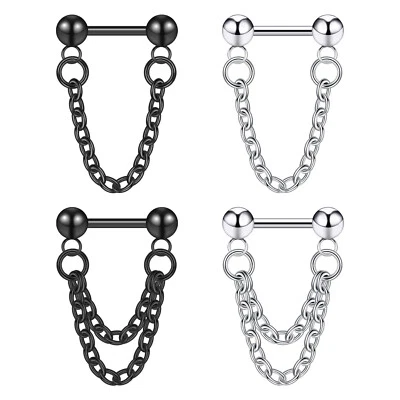 1x 16G Chain Nose Ring Surgical Steel Threadless Push in Septum Piercing Earring - Image 1 of 4