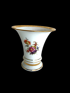 Antike Vase Fürstenberg Goldrand Porzellan Blumen um 1930