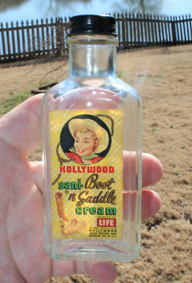 Rare Original   Hollywood Boot & Saddle Cream Paper Label, Bottle, W-top   Nice  • 62.04€