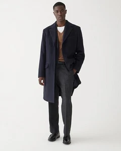 $548 J.Crew Men’s Overcoat Italian Fabric Wool-Cashmere Navy 36S - Picture 1 of 8