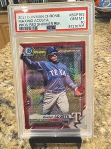 2021 Bowman Chrome Maximo Acosta Red Shimmer Refractor 6/10 EBAY 1/1 PSA 10🔥🔥 - Picture 1 of 2
