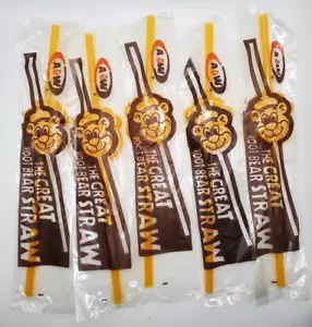 Set of 5 A&W Restaurant GREAT ROOT BEAR STRAW Drinking Drink Root Beer NOS - Picture 1 of 4