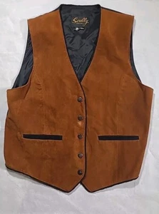 Scully Leather Vest L Vintage Cowboy Southwest Vintage - Picture 1 of 8