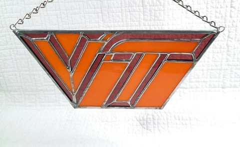 Virginia Tech  Hokie Stained Glass Logo Suncatcher Handcrafted Cover