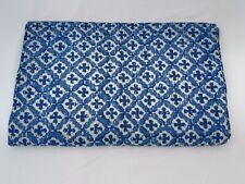 Handblock Printed Handmade Quilt Kantha Indian Blue Printed Set Bedspread Throw