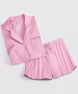 State Of Day Short Sleeve Notched Collar Pajama Set Mauve Orchid Size M New - Picture 1 of 4