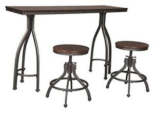  Odium Urban Counter Height Dining Table Set with 2 Bar Stools, Gray 3 Piece